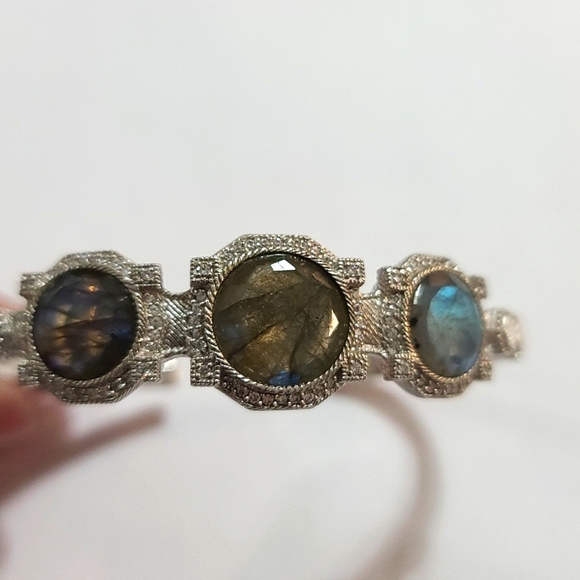 Judoth Ripka 925 SS Labradorite and Cz Cuff - Picture 2 of 3